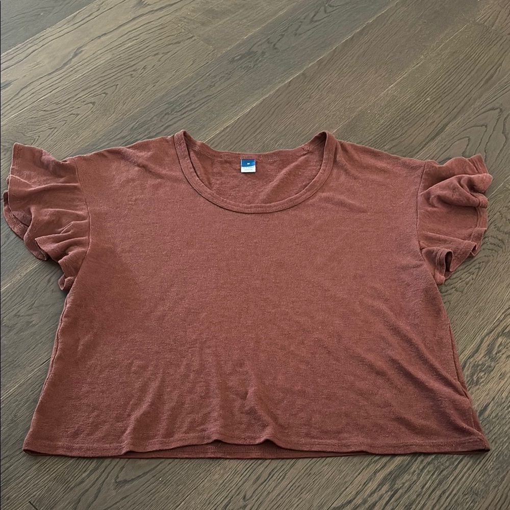 Old Navy Pink Flutter Sleeve Crop Top